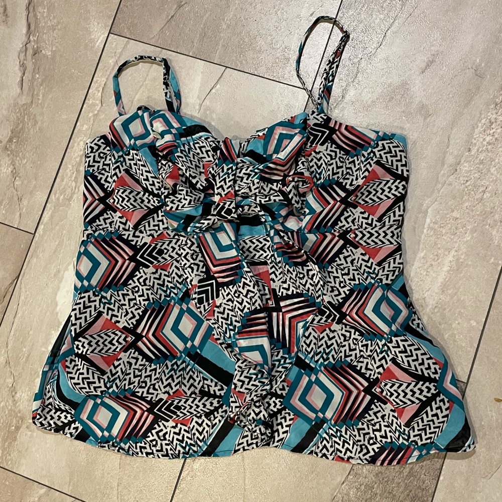 Adjustable Spaghetti Strap Patterned Tank